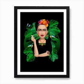 Frida Kahlo Black Art Print