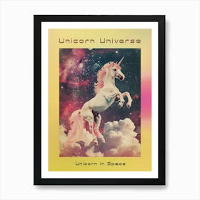 Pink Unicorn In Space Retro Poster Art Print