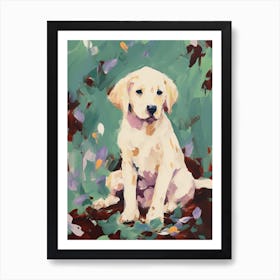 A Golden Retriever Dog Painting, Impressionist 4 Art Print