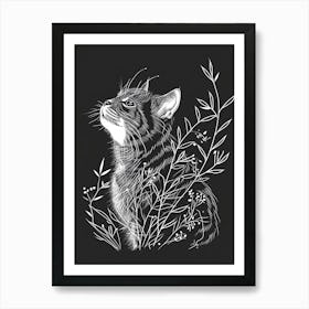 American Shorthair Cat Minimalist Illustration 3 Art Print