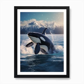 Realistic Orca Whale Icy Mountain Photography Style 2 Art Print