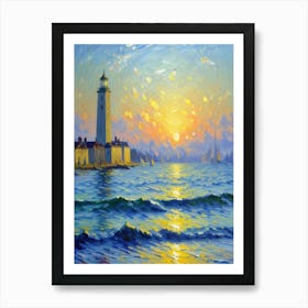 Lighthouse At Sunset 1 Art Print