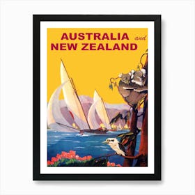 Australia And New Nealand, Vintage Travel Poster Art Print