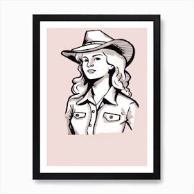 Cowgirl Portrait Pink 2 Art Print