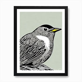 Robin Linocut Bird Art Print