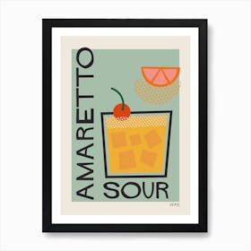 Amaretto Sour Retro Cocktail  Art Print