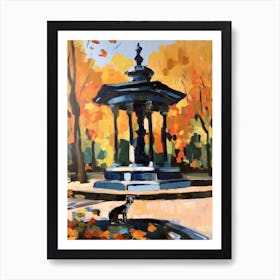 Painting Of A Cat In Parque Del Retiro, Spain In The Style Of Matisse 04 Art Print