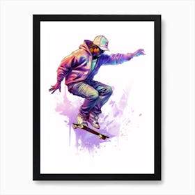 Skateboarding In Prague, Czech Republic Gradient Illustration 1 Art Print