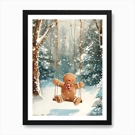 Gingerbread Man On Swing Art Print