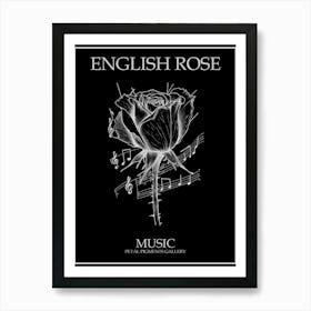 English Rose Music Line Drawing 1 Poster Inverted Art Print