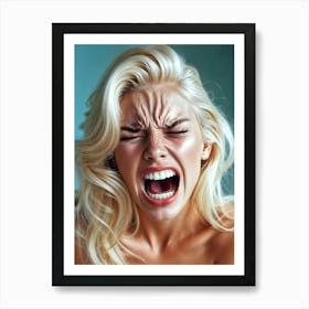 Angry Blond Woman Screaming orgasm Affiche