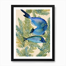 Blue Tang Vintage Graphic Watercolour Art Print