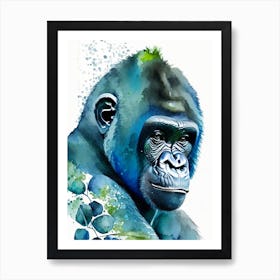 Baby Gorilla Gorillas Mosaic Watercolour 3 Art Print