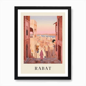 Rabat Morocco 2 Vintage Pink Travel Illustration Poster Art Print