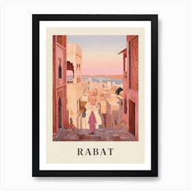 Rabat Morocco 2 Vintage Pink Travel Illustration Poster Poster