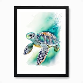 Conservation Sea Turtle, Sea Turtle Watercolour 2 Art Print