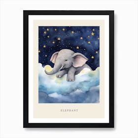 Baby Elephant 7 Sleeping In The Clouds Nursery Poster Art Print