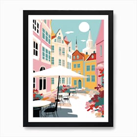 Malmo, Sweden, Flat Pastels Tones Illustration 2 Art Print