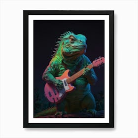 Iguana Playing Guitar Art Print