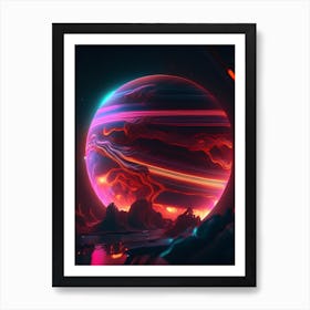 Jupiter Neon Nights Space Art Print