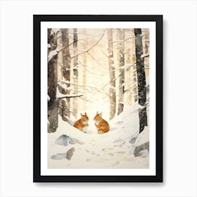 Winter Watercolour Chipmunk 10 Art Print