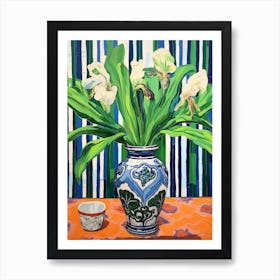 Flowers In A Vase Still Life Painting Iris 2 Art Print