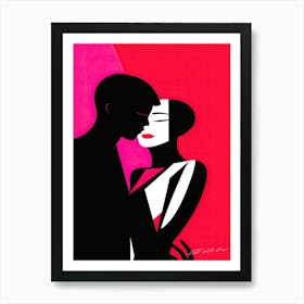 Love Pink - Couple Kissing Art Print