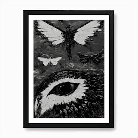 Owls And Butterflies Art Print