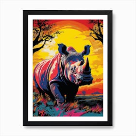 Pop Art Rhino In The Wild4 Art Print