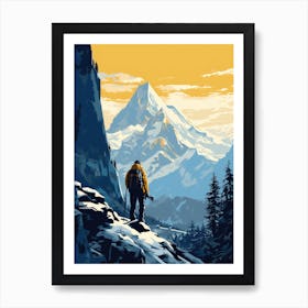 Mountaineer In The Mountains Art Print