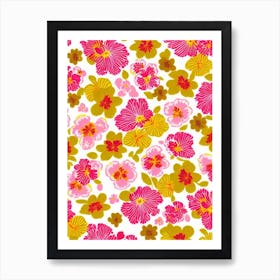 Orchid Floral Print Retro Pattern 1 Flower Art Print