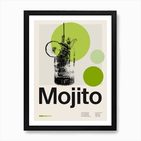 Mid Century Mojito Cocktail Art Print