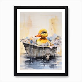 Duckling In The Bath Collage Art Print