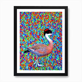 Grebe Yayoi Kusama Style Illustration Bird Art Print