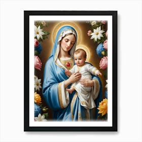 Blessed Virgin Mary and Baby Jesus Poster Art Print