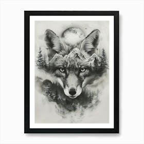 Wolf In The Forest 16 Art Print