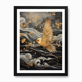 American Goldfinch 2 Gold Detail Painting Poster