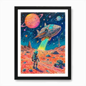 Spaceship On Mars Art Print