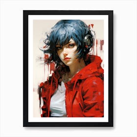 Red Jacket Girl Art Print