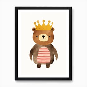 Little Grizzly Bear 1 Wearing A Crown Art Print