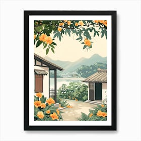 Chinese Village Background Art Print