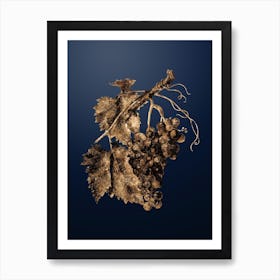 Gold Botanical Black Grape on Midnight Navy n.3053 Art Print