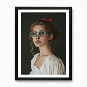 Portrait Of A Girl Wearing Glasses Art Print