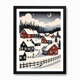 Scandinavian Village Scene Painting (8) Art Print