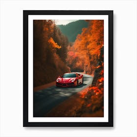 Red Ferrari Racing Car Art Print