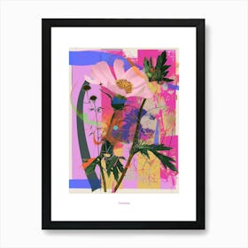 Cosmos 4 Neon Flower Collage Poster Art Print