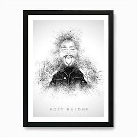 Post Malone Rapper Sketch Art Print