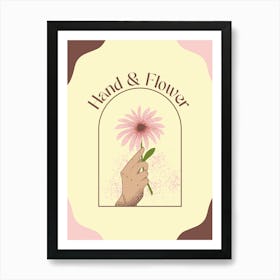Hand And Flower pink Art Print