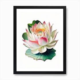 Early Lotus Decoupage 1 Art Print