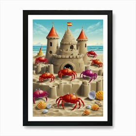 Sand Castle With Crabs Art Print